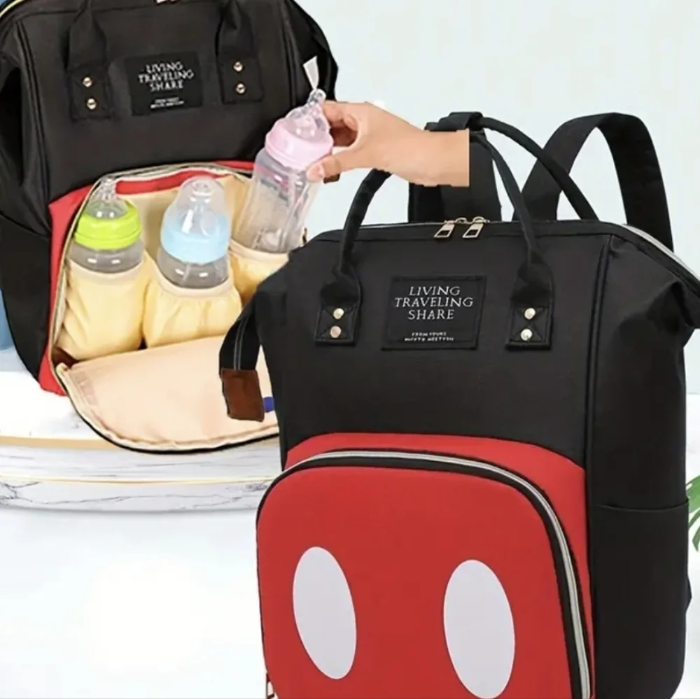 Black & Red Casual Backpack with Front Pocket